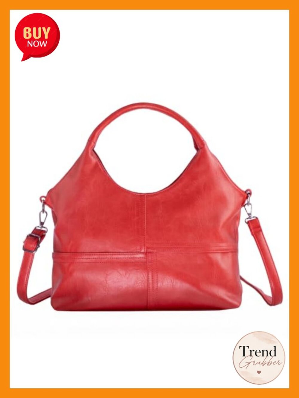Women's Vegan Leather Satchel Hobo Bag with Adjustable Shoulder Strap,
